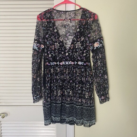 Free People Dress sz ?XS Boho Floral Lace Embroidered Cherry Blossom Min… - Picture 5 of 16